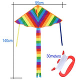 Rainbow Triangle Kite with Long Tail Easy Flying Toy