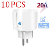 WiFi Smart Plug 16A/20A EU Smart Socket With Power Monitoring Timing Function Works with Tuya Smart Life App Voice Control