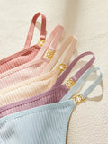 5PCS/Set Solid Women's Thongs Sexy Low Rise Seamless Panties Ribbed Lingerie Comfy Women's Underwear Set