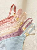 5PCS/Set Solid Women's Thongs Sexy Low Rise Seamless Panties Ribbed Lingerie Comfy Women's Underwear Set