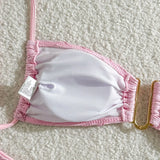 2026 Wrinkled U Ring Bandeau Bikini Women Swimwear Female Swimsuit Two-pieces Bikini Set Bather Pool Bathing Suit Swim Beachwear