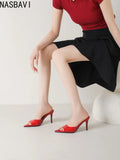 Ladies High-heeled  Beach Slippers Shoes Fashion Pointed Sexy Candy Color Patent Leather Open Toes Sandals Big Size 35-43 New