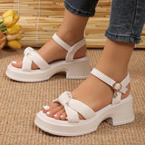 Fashion Mixed Color Platform Sandals Women Ankle Buckle Thick Sole Rome Sandals Woman Summer Open Toe Cross Band Sandalias Mujer