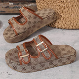 Flowers Embroidery Thick Bottom Sandals Women Fashion Designer Buckle Platform Slippers Woman Summer 2025 Non Slip Sandles Mujer