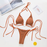 DEKA Brazilian Cross Bandage Bikini Set Women Lover Swimsuit Halter Swimwear Push Up Bikini Beachwear Sexy Bathing Suit