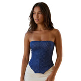 Women Solid Color Tube Tops Slim Tie Back Off Shoulder Sleeveless Crop Trendy Summer Tops Streetwear