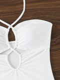 2026 Halter Swimsuit One Piece Solid Hollow Swimwear Women Sexy Bathers Bathing Swimming Swim Suit Female Beachwear