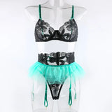 Toucheart 3 Piece Set Lingerie Garter Sets Lingerie For Woman Sexy Mini Skirt See-Through Embroidered Bra Erotic Underwear New