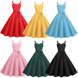 Womens Sleeveless Dress 1950s Housewife Evening Party Prom Dress Temperament Womens Dresses Female Holiday Loose Beach Dresses