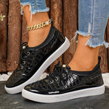 Black Pu Leather Platform Sneakers Women Plus Size 43 Soft Sole Lace Up Flats Woman 2026 Comfort Anti Slip Casual Shoes Female