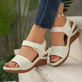 White Wedges Sandals for Women Summer Ankle Strap Thick Sole Gladiator Sandals Woman Plus Size 43 Casual Platform Sandles Female