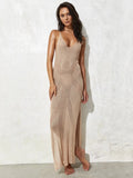 2025 Sexy Hollow Out Crochet Knitted Tunic Beach Cover Up Cover-ups Beach Dress Beach Wear Beachwear Female Women Long Dress