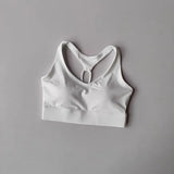 Women's Sexy Slim Strap Yoga Sports Bra Shock-Absorbing Gathered Back Design for Training Run Integrated Beautiful Back Style