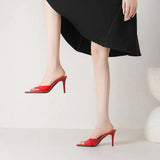 Spring and Summer New Style Fashion High Heels Women's Slippers Pointed Tip Concise Sexy Party Women's Shoes High 8cm Size 35-43
