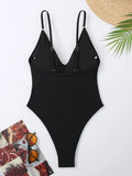 2026 Sexy Solid Swimsuit One Piece High Cut Swimwear Women V neck Backless Bathers Bathing Swimming Swim Suit Female Beachwear