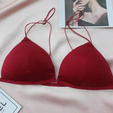MOYISU Desire Sexy Girl Underwear Front Buckle Thin Shoulder Triangle Cup Thin Back Without Underwire Sexy Simple Bra Small Bra