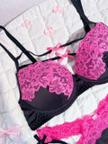 MOYISU New Release Contrast Bra Set | Demure & Sexy French Lace Bralette | Accentuates Small Chest Curves | Breathable Lingerie