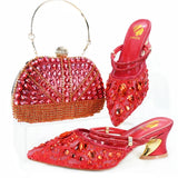 Doershow High Quality African Style Ladies Shoes And Bags Set Latest gold Italian Shoes And Bag Set For Party  1-10