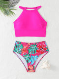 2026 High Waist Bikini Women High Neck Swimsuit Printed Swimwear Female Padded Beachwear Bathers Bathing Swimming Swim Suit