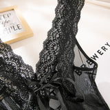 Toucheart 2PCS Lace See-through Hollow Out Sexy Interesting Thin Model Pajamas Panty Slim High Waisted Women Sexy Pajamas Set
