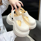 Korean style Platform Clogs For Women Indoor Street Shoes Thick Sole Female Leisure Slippers Close Toe Girls Mary Jane Sandals