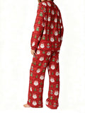 Women Christmas Pajamas Long Sleeve Tie-up V Neck Tops and Pants Loose Fall Winter Two Piece Loungewear