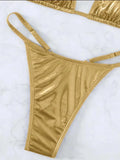 Halter PU Leather Extreme Mini Micro String Bikini Female Swimsuit Women Swimwear Two-pieces Bikini Set Thong Bathing Suit Swim