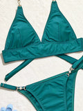 DEKA Push Up Bikini Set Women Solid Color Split Swimsuit Bottoms High Waist Summer Beachwear Bathing Suit