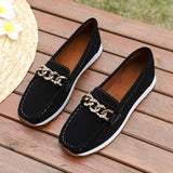 Fashion Metal Chain Soft Sole Flats Shoes Women Spring Autumn Pu Leather Platform Loafers Woman Slip On Non Slip Casual Shoes