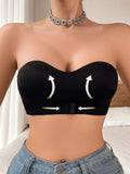 Sexy strapless front button bra, detachable and seamless bra black and underwire bra push up Lingerie B2744