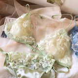 French Niche Lingerie Set Embroidered Mesh Triangle Cup Wireless Bralette Retro Thin Sexy Comfort Bra Australia MOYISU Sexy Bra