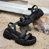 Plus Size 43 Ankle Buckle Thick Sole Rome Sandals Women 2026 Pu Leather Platform Beach Sandles Woman Non Slip Summer Sandalias