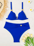 sexy push up bikinis sets two pieces solid high waist swimsuit bathing suit Swimwear Biquini conjunto de bikini tankini biquini