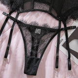 Toucheart Erotic Lingerie Set Women Romantic Tight Fishbone Bra Heavy Industry Lacemesh Hollow Splicing Garter Belt Andstockings