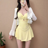 Swimsuit one-piece slimming and conservative skirt for girls, soaking in hot springs for vacation, swimsuit for women, summer