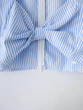Foridol Striped Women Summer New in Matching Sets Top+skirt  Two Piece Set Outfits 2025 Light Blue Beach Casual Elegant Suit