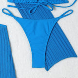 With Long Sleeve Cover Up Halter Bikini Women Swimwear Female Swimsuit Three-pieces Bikini set Bather Bathing Suit Swim V5123
