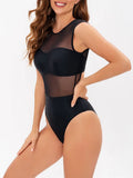 Sexy See Through Black Mesh Sheer Women Swimwear One Piece Swimsuit Female Monokini Backless Bathing Suit Swim Beach Wear Lady