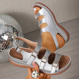 Gold Buckle Decor Thick Sole Sandals Women Summer Lightweight Platform Sandles Woman Plus Size 42 Wedges Gladiator Sandalias