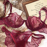 wholesome but hot French Lace Bra Set Flower Embroidery Ultra Thin Push Up Wirefree Niche Comfort CA Delivery S-XL MOYISU 32-38