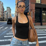 Women's Fashion Solid Tank Tops 2026 Streetwear Sleeveless T-shirt Female Square Collar Skinny Corset Y2K Girls Gray Crop Top