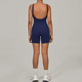 Padded Sports Jumpsuit Short Women Yoga Sets Gym Bodysuits Sexy Backless Fitness Jumpsuits Female Push Up Workout Overalls