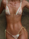 2026 Trendy Swimwear – Chic Vintage-Inspired Bikini with Pastel Flowers Perfect for Beach Wear and Pool Parties Summer Getaways