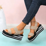 Women Slingback Wedge Sandals Outdoor Summer Lightweight Slides Solid Color Thick Bottom Ladies Slipper Female Roman Sandals