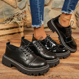 Fashion Printed Platform Oxford Shoes Women Comfortable Plus Size 43 Lace Up Pu Leather Shoes Woman Red Thick Sole Loafers Mujer
