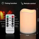 Flameless Cylindrical LED Candle Light, Waterproof Remote Control Battery Operated Night Lamp, Home Decoration