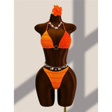 4PCS With Cover Up Skirt Gradient Bikini Women Swimwear Female Swimsuit Four-pieces Bikini set Bather Bathing Suit Swim V8303