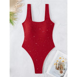 Glitter Sparkling Cut Out Backless One Piece Swimsuit Women Swimwear Female High Cut Leg Padded Bather Bathing Suit Swim V6493