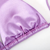 Sexy Satin Halter Brazilian Padded Bikini Female Swimsuit Women Swimwear Two-Pieces Bikini Set Bather Bathing Suit Swim V4966S