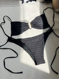 2026 Wrinkled U Ring Bandeau Bikini Women Swimwear Female Swimsuit Two-pieces Bikini Set Bather Pool Bathing Suit Swim Beachwear